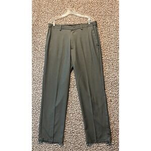 Haggar Men's Heather Solid Gray Pants 34x32 Classic Fit Flat Front Slack